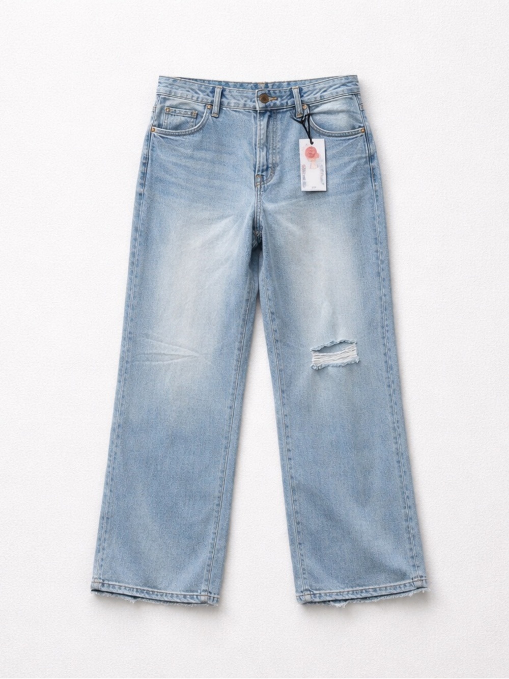 Celebrity Pink Light Blue Distressed Wide-Leg Jeans